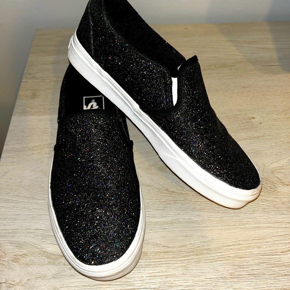 Black Sparkle VANS size 8 NEW